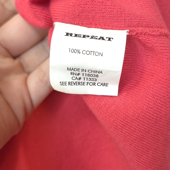 Repeat 100% Cotton 3/4 Sleeve Scoop Neck Top | Coral Red | M Quiet Luxury - Picture 8 of 12